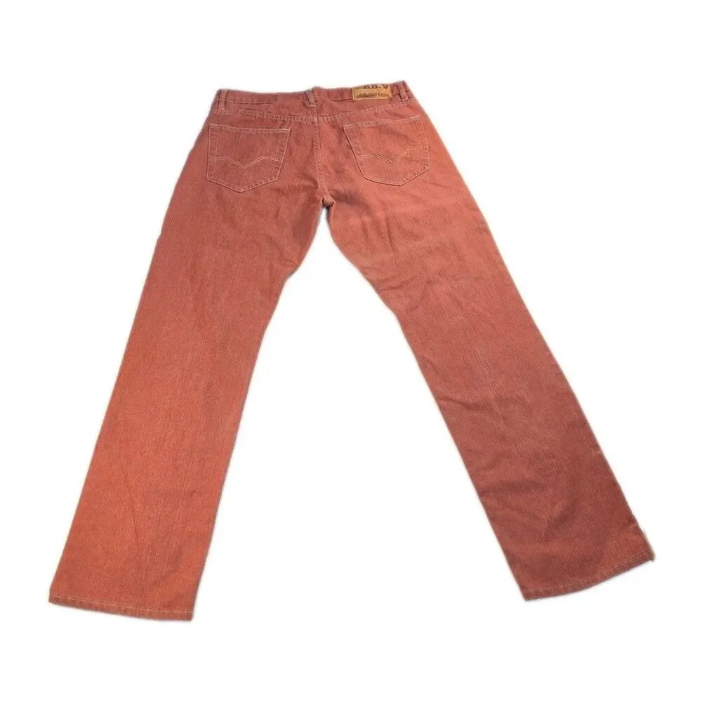 Vintage Royal Blue Jeans Mens 36x34 Red Straight Fit Denim Hiphop 90s Y2K